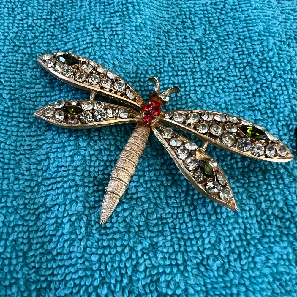 Silver and Red Floral Brooch with Intricate Detailing